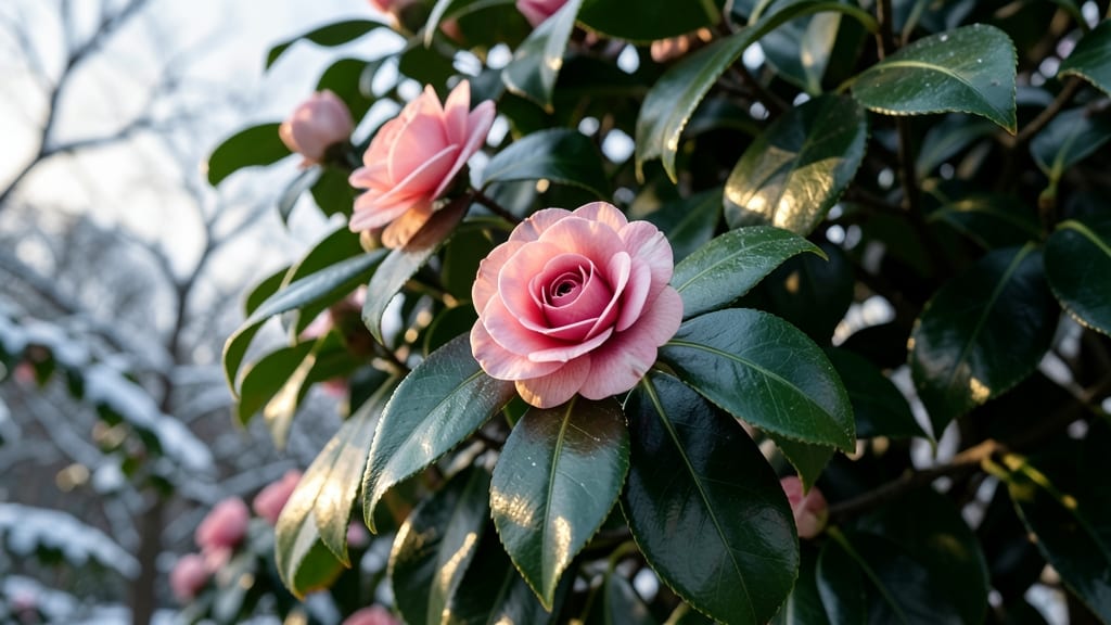 Christmas Camellia with Rosy Blooms