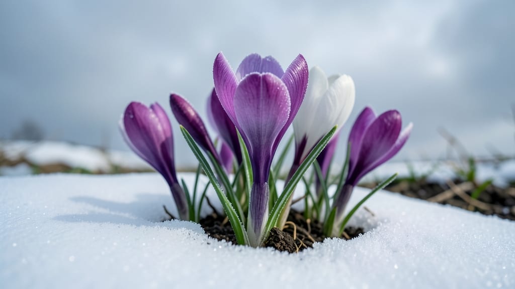 Crocus in Purple and White