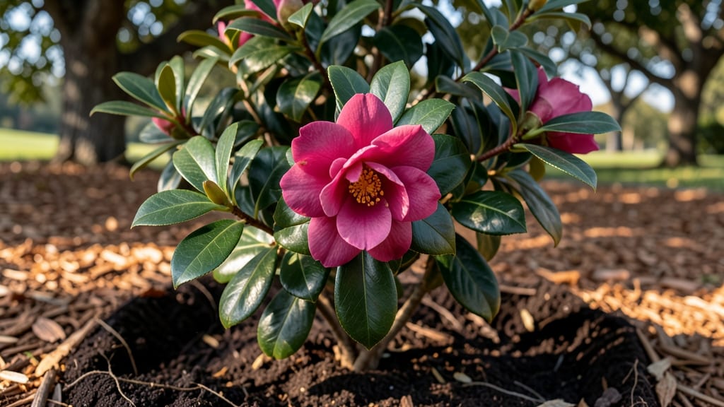 Camellia Bush Bloom in Winter: Frost-Defying Fragrance That Lasts Months