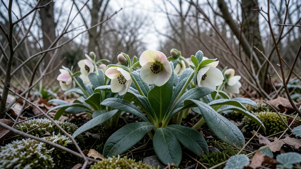 Hellebores: Shade-Loving Elegance in Frost