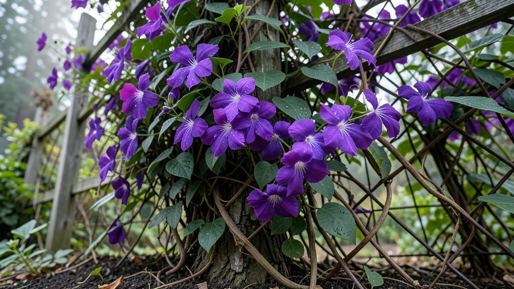 Clematis 'Jackmanii' for Bold Vertical Drama