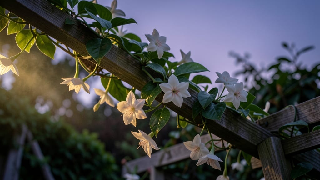 Star Jasmine 'Trachelospermum jasminoides' for Nighttime Perfume