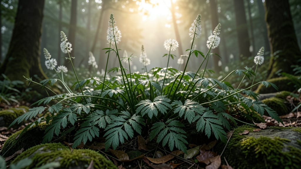 Actaea 'Brunette' for Fern-Like Elegance with White Spikes