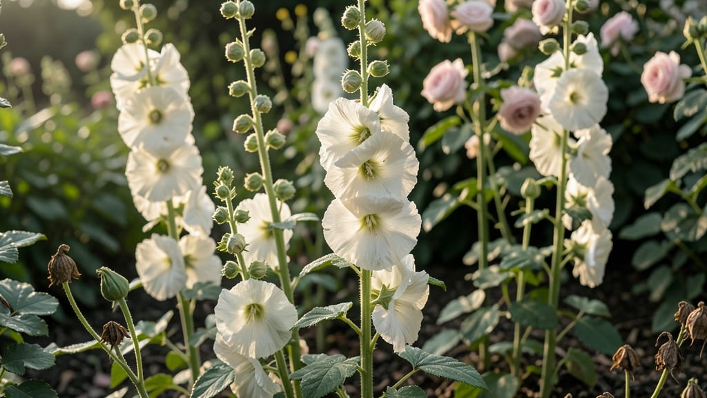 White Hollyhock for Vertical Garden Drama